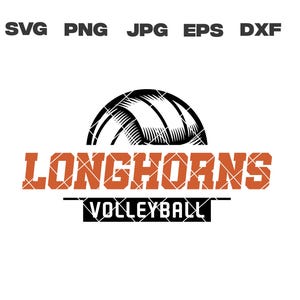 Longhorns SVG, Longhorns Volleyball SVG, Volleyball svg, png, jpg, dxf, eps, Cricut Files, Digital Download, Silhouette, Instant Download