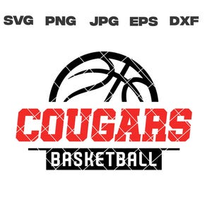 Cougars SVG, Cougars Basketball SVG, Basketball Team, svg, png, jpg, dxf, eps, Cricut Files, Digital Download, Silhouette, Instant Download
