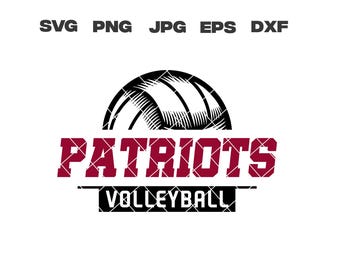 Patriots SVG, patriotes volley-ball SVG, volley-ball svg, png, jpg, dxf, eps, fichiers Cricut, téléchargement numérique, Silhouette, téléchargement immédiat