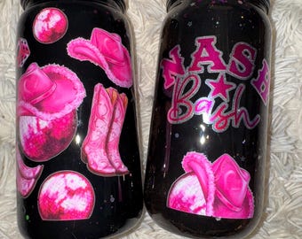 Nash Bash Acrylic Tumblers: Pink Cowgirl Disco Bachelorette Cups (Set of 2)