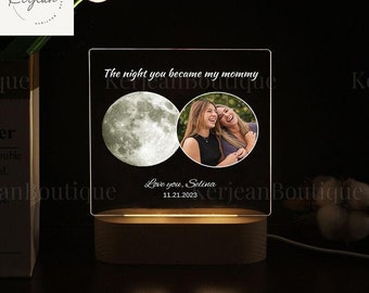 Luz nocturna personalizada para mamá, luz nocturna personalizada con fecha y nombre, regalo del Día de las Madres, noche de luz con nombre personalizado, luz junto a la cama del dormitorio de mamá