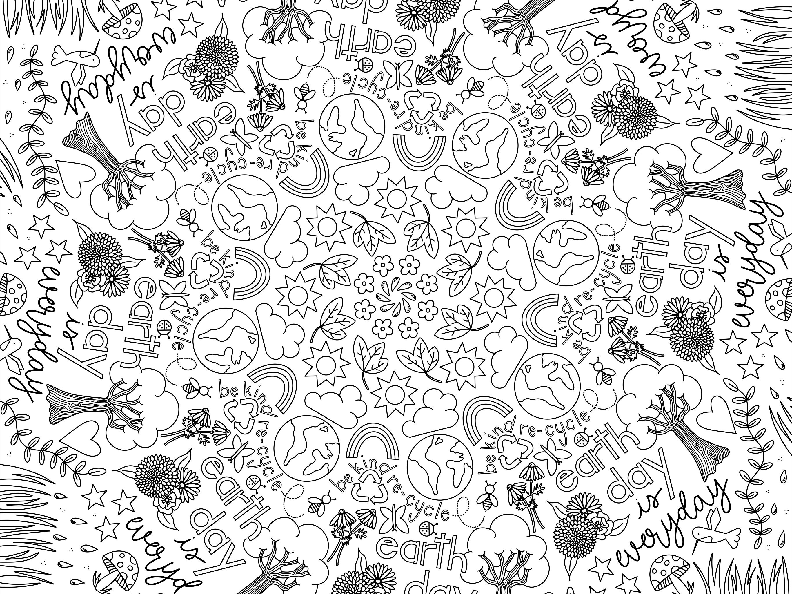 Earth Day Coloring Page, Oversized Coloring Page, Large Earth Day ...