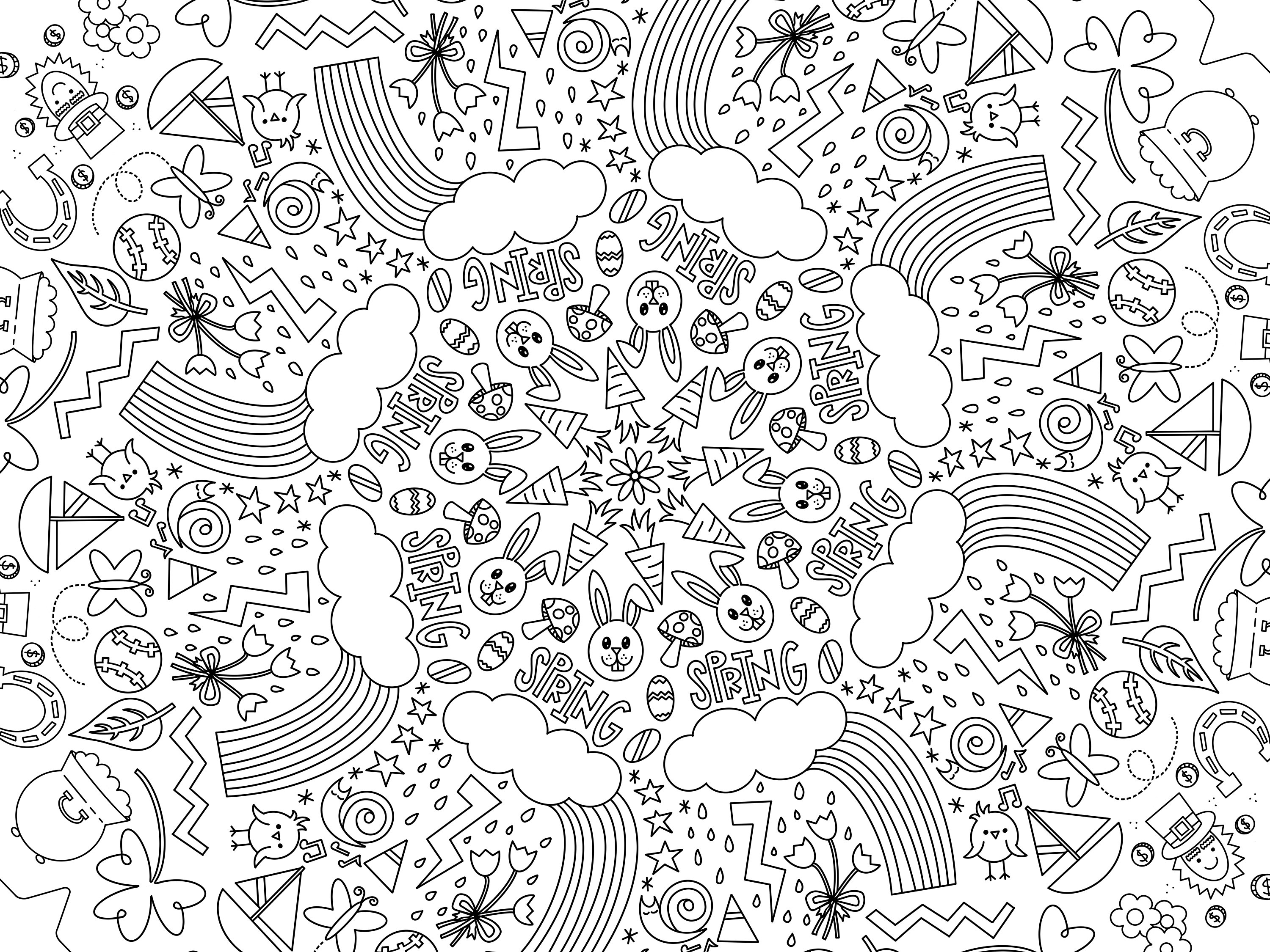 Oversized Coloring Page, Spring Coloring Page, Large Easter Coloring