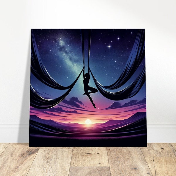 Aerial Silk Dance Silhouette - Twilight Performance Canvas Print