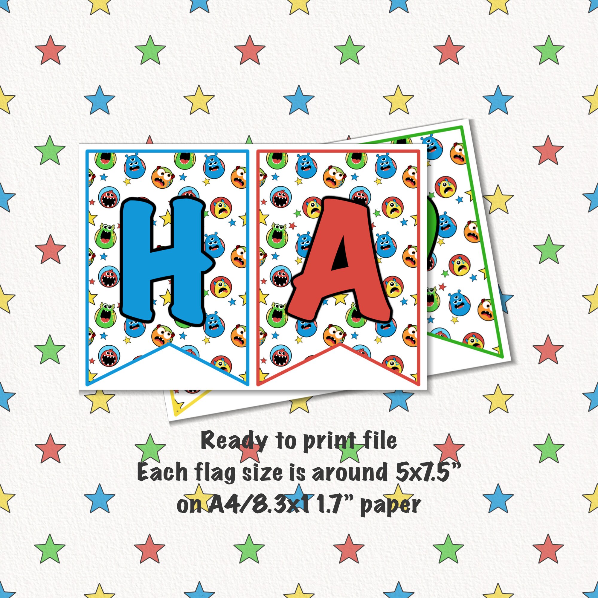 PRINTABLE Happy Birthday Banner Monster Theme for Boy Colorful Birthday ...
