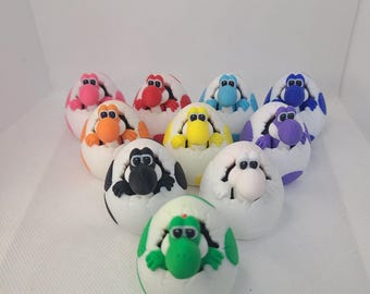 3D Printed Yoshi Egg Figurines, Nintendo Fanart, 10pc Set