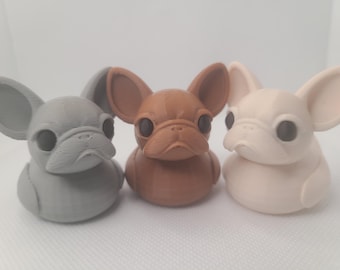3D Printed French Bulldog Duck Figurine, Fan Art Mini Size