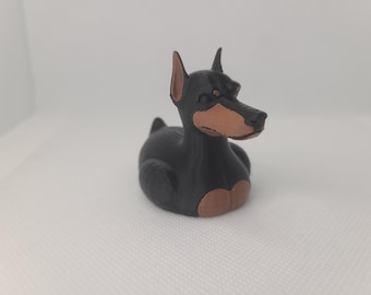 3D Print Doberman Pinscher Duck, Mini Dog Figurine
