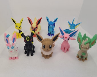 Complete Eevee & Eeveelutions Set | All 9 Figures | 50mm 75mm 100mm PLA | Fan Art Gift for Pokémon Fans 2in 3in 4in 3D Printed