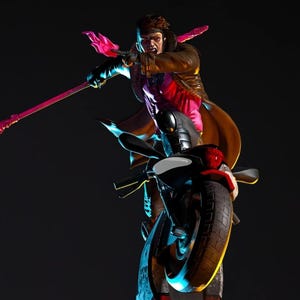 Diorama de motocicleta Gambit - Figura premium de coleccionista de mutantes