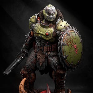Doomguy Slayer Figurine - Hand-Painted Collectible Statue