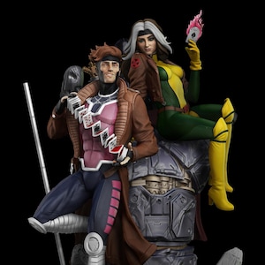 Figurina da collezione Gambit & Rogue – Statua dipinta a mano degli X-Men