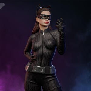 Hand Painted Catwoman Figurine - Iconic Superhero Statue