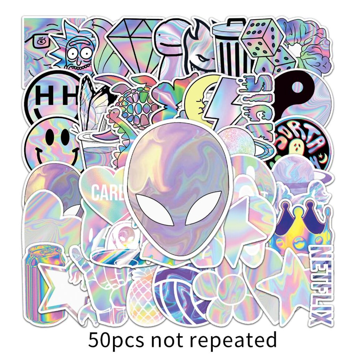 50 Holographic Laser Sticker Pack for Laptop/water Bottle/skate Board ...