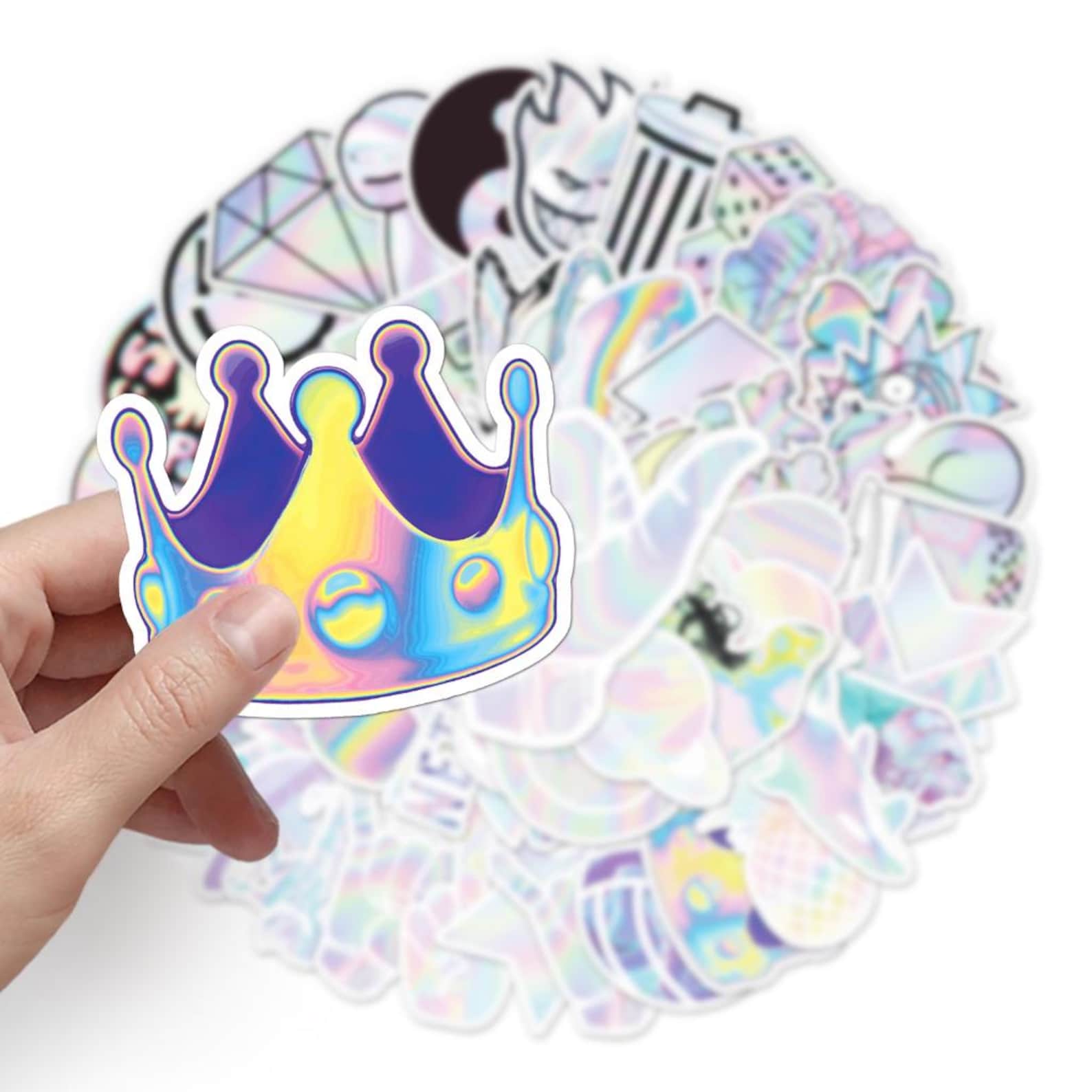 50 Holographic Laser Sticker Pack for Laptop/water Bottle/skate Board ...