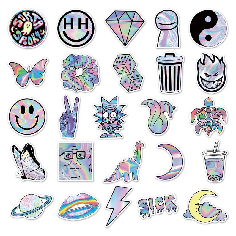 50 Holographic Laser Sticker Pack for Laptop/water Bottle/skate Board ...