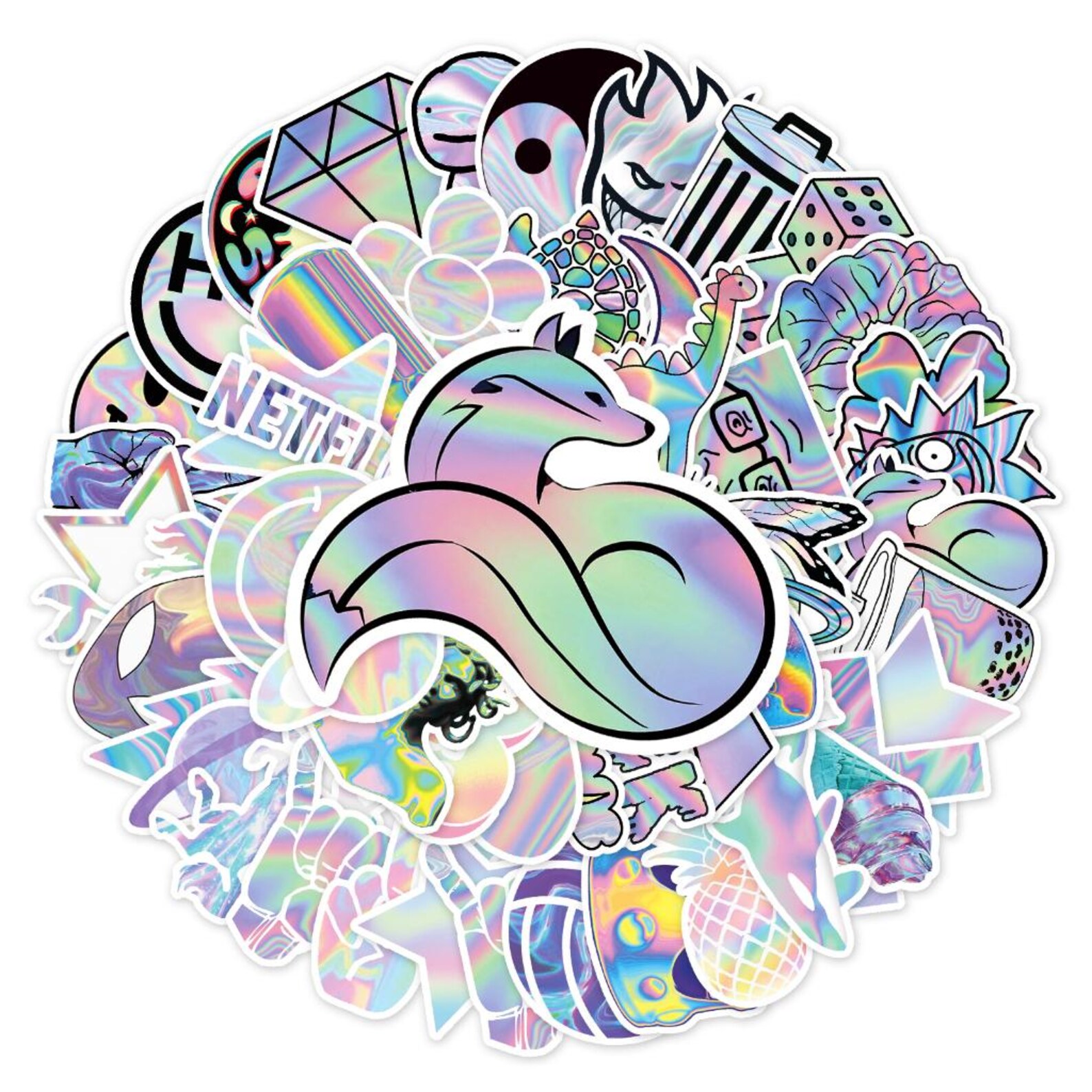 50 Holographic Laser Sticker Pack for Laptop/water Bottle/skate Board ...