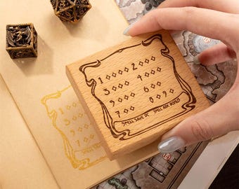 DND Wooden Spell Slot Tracker Rubber Stamp with Ink Pad, Stat Block Style RPG Player Aid for Character Sheet, Stationery Gift for 5e Players