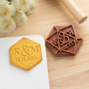 Benutzerdefinierte Name DND Würfel Hochzeit Ausstechform, 3D Gedruckt Keks Backen Keramik Stempel, Geschenke für Backliebhaber