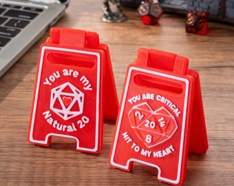 3D Printed DND D20 Heart Decorative Message Sign, Romantic Valentine's Day Gift for DND Players