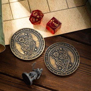 What One Hand Gives Coin 1 Or 20, Lucky Coin, DND Coin For Allodoxaphobia, D20 Coin For Collectors, DND Gifts, D2 Dice
