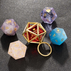 Personalized DND Replaceable Giant D20 Ring, Engagement Ring, DND Ring, D20 Ring, Proposal Ring, Wedding Ring, Dice Cage Ring