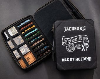 TTRPG Accessories Case for Dice and Miniatures I Custom Name RPG Bag of Holding, Dungeons and Dragons, DND Dice Bag