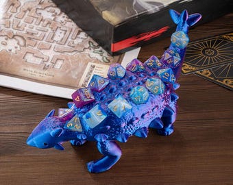 3d printed Ankylosaurus Shimmer Dragon Dice Holder, Dice Holder, Cute Accessory Dragon Gift, Tabletop Dragon Dice Stand, Tabletop DND Gifts