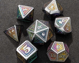 DND Dragon Scale metalen solide dobbelstenenset, Dragon Scale-dobbelstenen, metalen polyedrische dobbelstenenset, metalen dobbelstenen, DND-dobbelstenenset, tafelmodel dobbelstenen, zinkdobbelstenen
