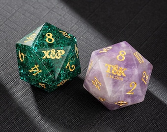 Custom DND Dice, D20 Gemstone Dice, Wedding Favor Ideas, Gifts For DND Lovers, Gemstone D20 Dice Dungeons and Dragons Gift for DM
