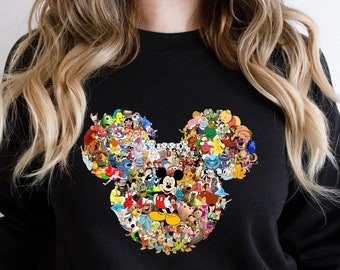 Chemise Mickey et ses amis, tous les personnages Disney à l'intérieur du t-shirt tête de Mickey, chemise Mickey Mouse, chemise cadeau pour les fans de Disney, chemise voyage Disneyland