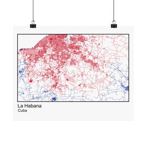 Street Map of La Habana, Cuba Poster Print