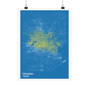 Street Map of Houston, Texas Poster Print