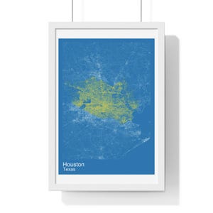 Mapa callejero enmarcado de Houston, Texas