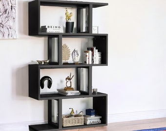 5 Tier Bookshelf, Divider Bookshelves for Living Room, Modern Bookcase, Display Freestanding Shelf, Freestanding Shelving Unit, Bookshelves