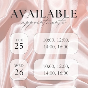 Elegant Appointment Availability Template: Social Media, Canva (Digital File)