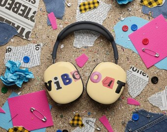 Vibe Out AirPods Max Case | Retro Cutout Lettering, Pastel Yellow Shell