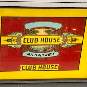 Vintage Cigar Art - CLUB HOUSE - Framed Cigar Box Art - Tobacciana Embossed
