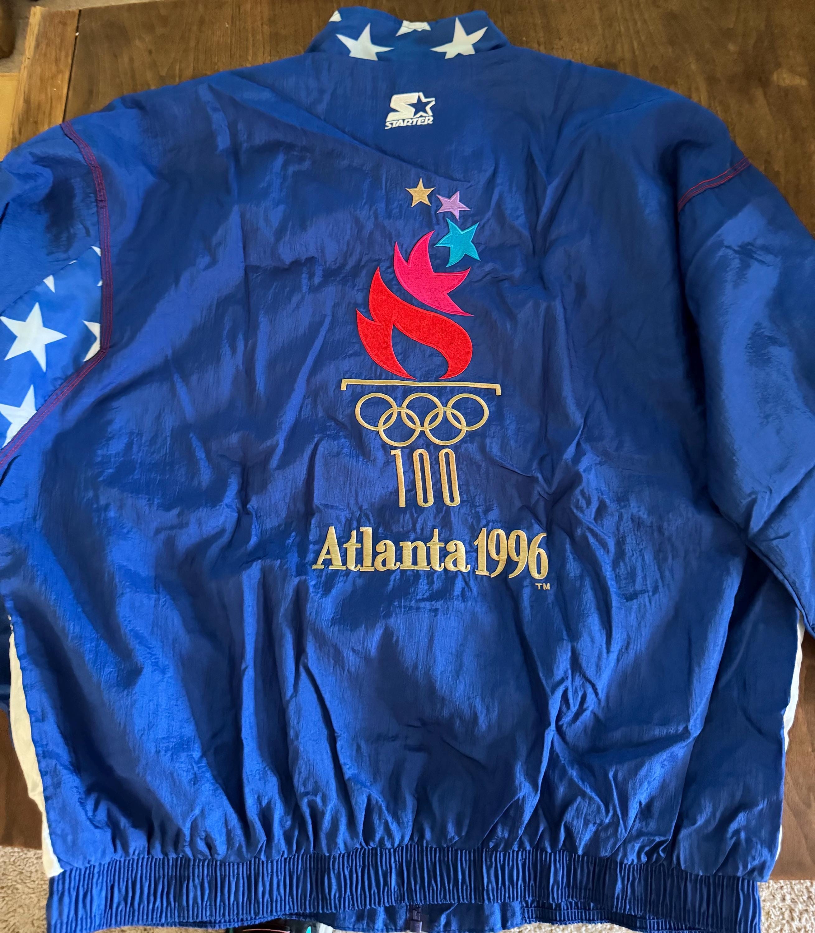 Vintage 1996 Atlanta Olympics Starter Jacket USA Flag Windbreaker