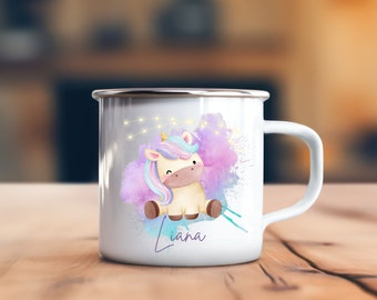 Personalisierte Emaille-Tasse für Kinder mit Einhorn-Aufdruck – Ein einzigartiges Geschenk