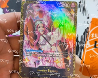 Líder personalizado Bonney CAMPEONATO PÚRPURA - Verde OP07 - Holográfico hecho a mano - Proxy personalizado OPTCG