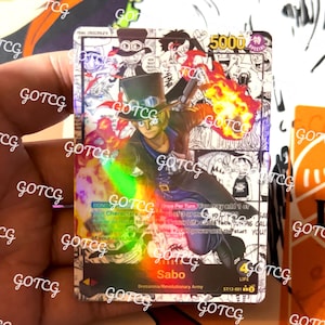 Sabo Custom Leader Manga - Rouge jaune ST13 - Holographique fait main - Proxy personnalisé OPTCG