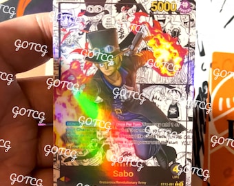 Sabo Custom Leader Manga - Red Yellow ST13 - Holographic Handmade - Custom Proxy OPTCG