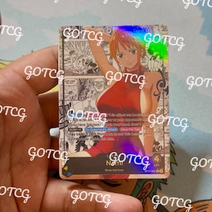 Nami WAIFU Custom Leader Manga - Bleu jaune OP11 - Holographique fait main - Proxy personnalisé OPTCG
