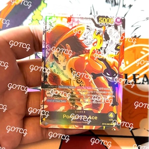 Ace Custom Leader Manga - Bleu jaune ST13 - Holographique fait main - Proxy personnalisé OPTCG