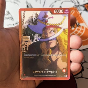 Barbe blanche Newgate Custom Leader Manga - rouge OP02 - holographique fait main - proxy personnalisé OPTCG - bordure rouge