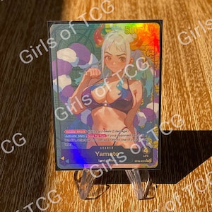 Yamato Custom Leader Waifu Punch - OPTCG - groen geel - holografisch handgemaakt - aangepaste proxy