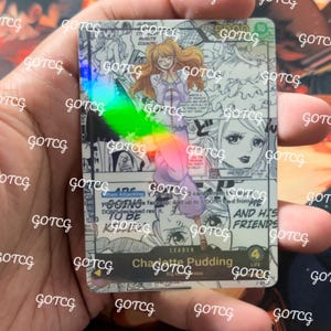 Pudding personnalisé leader manga - violet jaune OP08 - holographique fait main - proxy personnalisé OPTCG