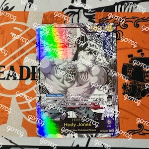 Hody Jones Custom Leader Manga - Vert OP06 - Holographique fait main - Proxy personnalisé OPTCG