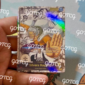 Manga leader personnalisé Silvers Rayleigh - rouge OP12 - holographique fait main - proxy personnalisé OPTCG